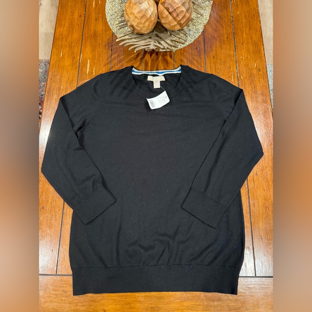 NWT Banana Republic 3/4 Sleeve Pullover Sweater in Black Size L